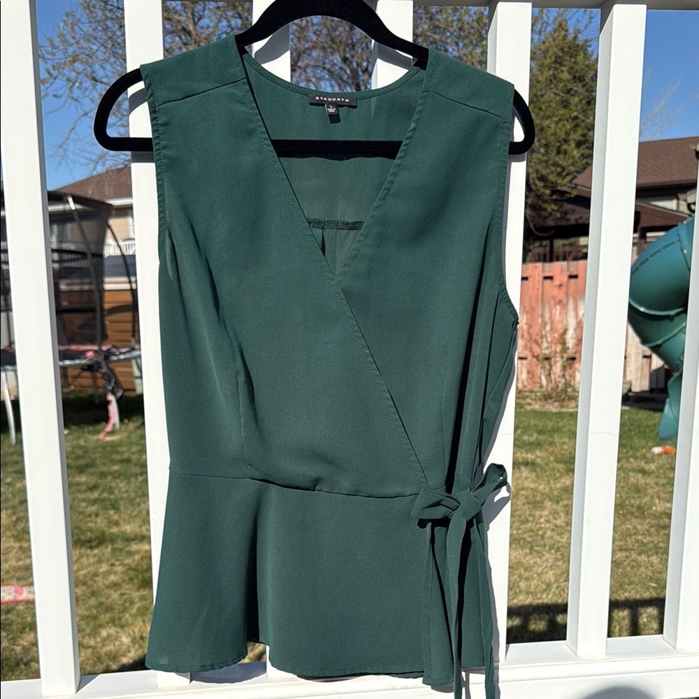 Staccato Green Wrap Blouse